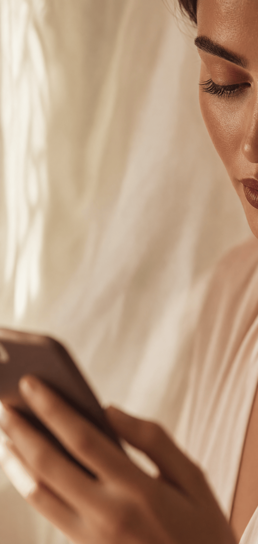 Illustration of a woman considering lip blushing, not a patient testimonial