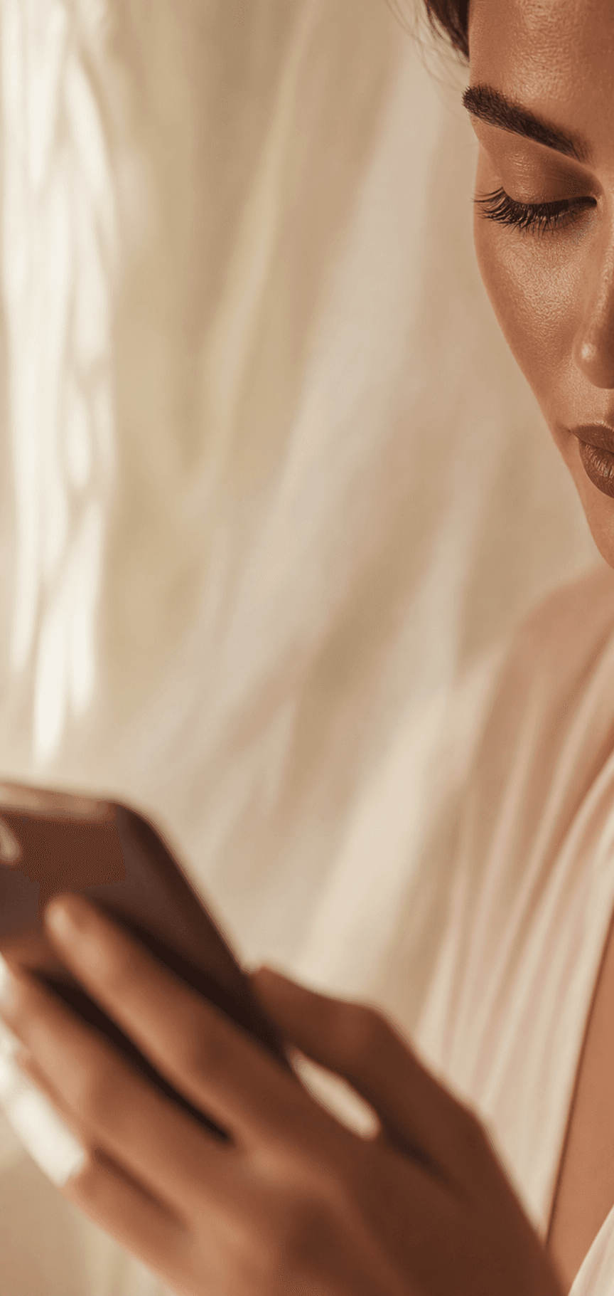 Editorial reference image — a soft profile silhouette referencing the considered nature of cosmetic lip work.